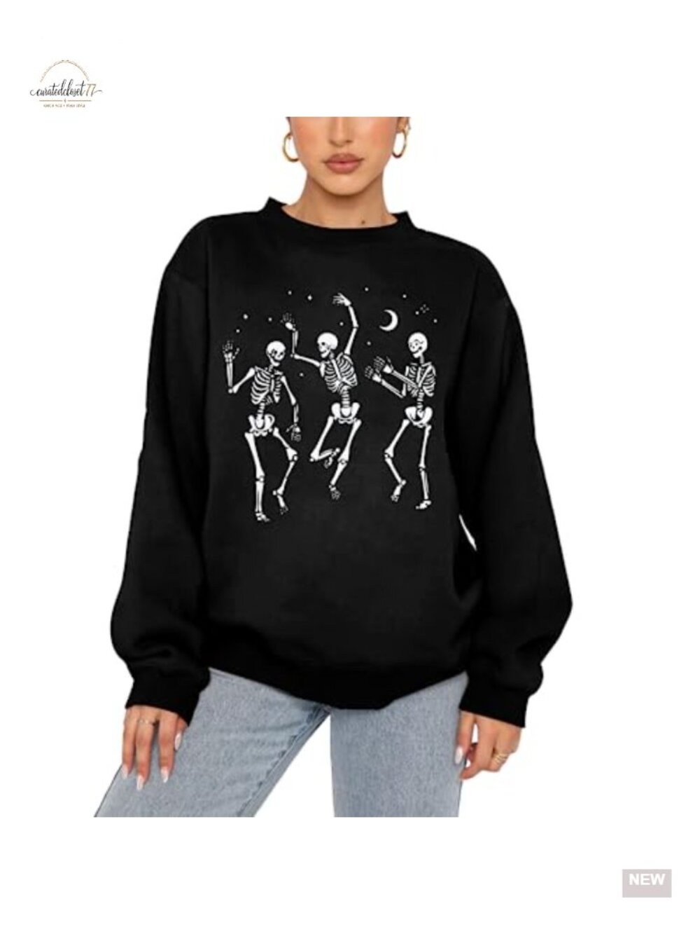 Women's Halloween Dancing Skeleton Sweatshirt Oversized Pullover Top